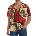 thumbnail image 1 of Naloa Mythical Red Stag Illustration Men's Loose Fit Cuban Collar Short-Sleeve Shirt, Hawaiian Shirts, Mens Shirts Casual for Everyday Wear Outings-3X-Large, 1 of 5