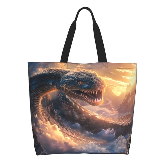 Naloa Mythical Serpent Mountain Sunrise Tote Bag for Women Large Capacity Shoulder Bag for College Work Travel Shopping