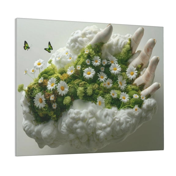 Naloa Nature Hand Daisies Art Print Canvas Bathroom Wall Art,Bathroom Wall Art Decoration, Canvas Poster Prints,Decorative Paintings for Living Room, Bathroom, Kids Room