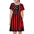 thumbnail image 1 of Naloa Nautical American Flag Print Womens Summer A-Line Dress with Pockets,Short Sleeve Dresses,Flowy Beach Swing Dress for Vacation Travel, 1 of 6