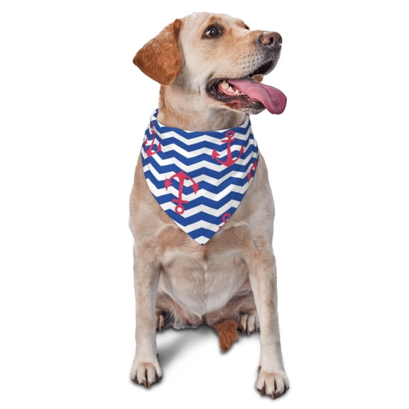 Naloa Nautical Anchors Dog Bandanas 1PC Washable Triangle Dog Scarfs Premium Durable Fabric, for Small Medium Large Dogs and Cats