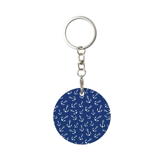 Naloa Nautical Anchors Print Round Keychain Keychain Key Ring, Key Tag, Key Chain Bulk for Gift Accessories (Round)