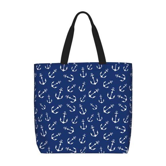 Naloa Nautical Anchors Tote Bag for Women, Foldable Tote Bag With Zipper, Large Shoulder Bag, Top Handle Handbag for Travel, Work, Shopping