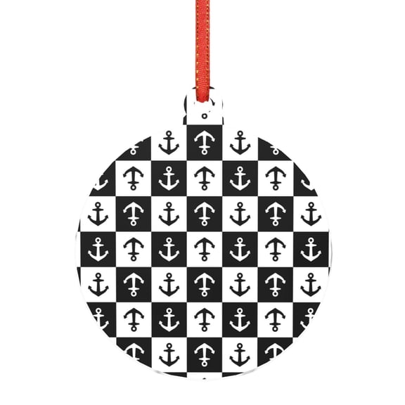 Naloa Nautical Anchors1 Acrylic Santa Tree Decorations Christmas Hanging Pendant for Christmas Winter New Year Party Hanging Decorations-Round Shape