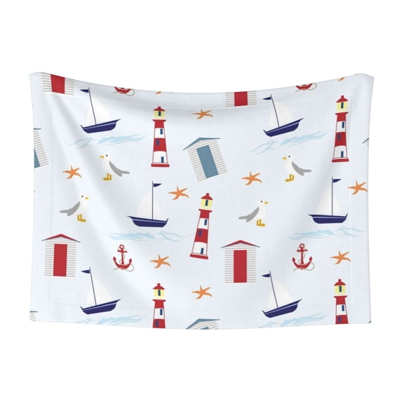 Naloa Nautical Lighthouse Sailboat Dog Blanket, 3 Sizes Cat Blanket for Indoor Cats Large Medium Small Dog Gifts-Medium