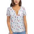 thumbnail image 1 of Naloa Nautical Lighthouse Sailboat Print T-Shirts Short Sleeve V Neck Tees for Women Fashion Tops Trendy Lightweight Soft Casual Summer Outfits Clothes, 1 of 5
