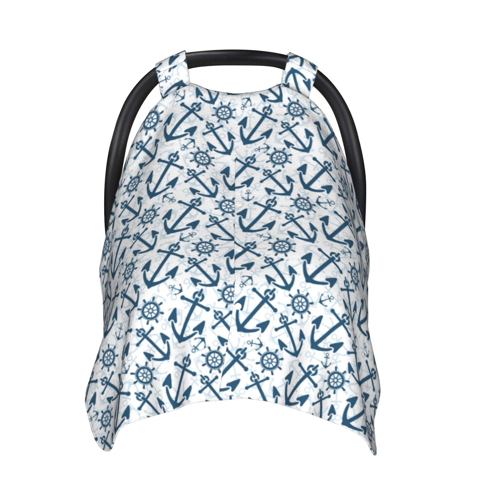 Naloa Nautical Theme Anchors Baby Car Seat Cover, Breathable Baby Carrier Cover, Multiuse Baby Carrier Cover & Nursing Breastfeeding Cover