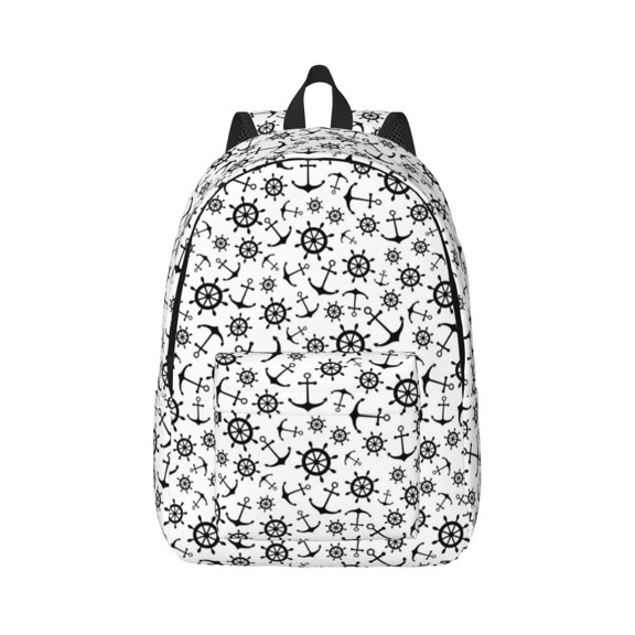 Naloa Nautical Themed Simple Anchors Canvas Backpack for Men Women Rucksack Casual Travel Daypack College Tote Satchel Bookbag for Teens-Small