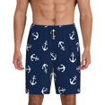 thumbnail image 1 of Naloa Nautical Themed Simple Anchors Men's Short Pajama Pants, Lounge Comfort Shorts with Elasticized Waistband and Side Pockets - X-Large, 1 of 9