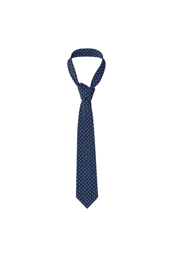 Nautical Themed Simple Anchors Print Solid Color Tie Formal Necktie for MenSuitable for business, daily life, work