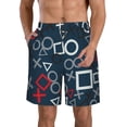 thumbnail image 1 of Naloa Navy Blue Geometric Men's Beach Shorts, Surfing shorts, Swim trunks, Quick Dry Swim Trunks for Surfing Beach Fun - XX-Large, 1 of 9