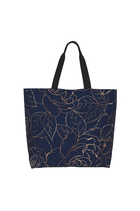 Navy Dark Blue Tote Bag for Women Large Capacity Shoulder Bag for College Work Travel Shopping
