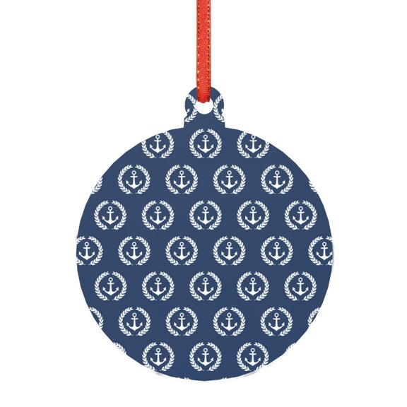 Naloa Navy Nautical Acrylic Santa Tree Decorations Christmas Hanging Pendant for Christmas Winter New Year Party Hanging Decorations-Round Shape
