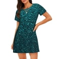 thumbnail image 1 of Naloa Navy blue sparkling Print Women Nightgowns,Womens Loungewear,Short Sleeve Sleepwear,Comfy Ladies Nightdress, 1 of 6