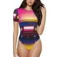 thumbnail image 1 of Naloa Neon Cassette Tape Bodysuits for Women, Women's Short-Sleeved Onesie, One-Piece for Parties, dates, clubs-X-Large, 1 of 7