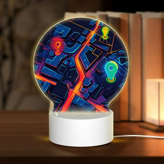 Naloa Neon City Map Acrylic LED Night Light Custom LED Lights Personalized Nightlight Customized Gifts for Family Couples Friends
