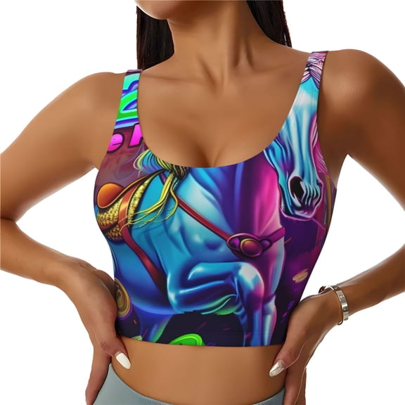 Naloa Neon Free Play Sports Bras for Women,Sports Bras for Women High Support with Removable Pads-Medium