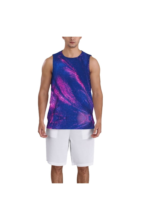 Neon Gradient Blue Basketball Jersey Reversible Men's Mesh Athletic Sports Shirts Training Practice S-4XLLarge