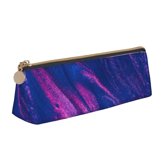 Naloa Neon Gradient Blue Print Leather Pencil Case - Portable Big Capacity Pencil Pouch Organizer Bag Stationery Bag for Work & Office Pencil Pen Case
