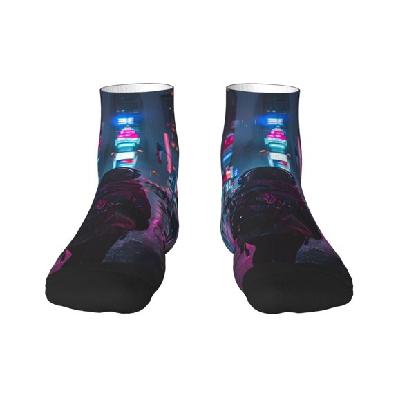 Naloa Neon Night Cityscape Ankle Socks for Women Non Slip Socks No Show Socks Classic Low Cut Casual Socks Casual Socks