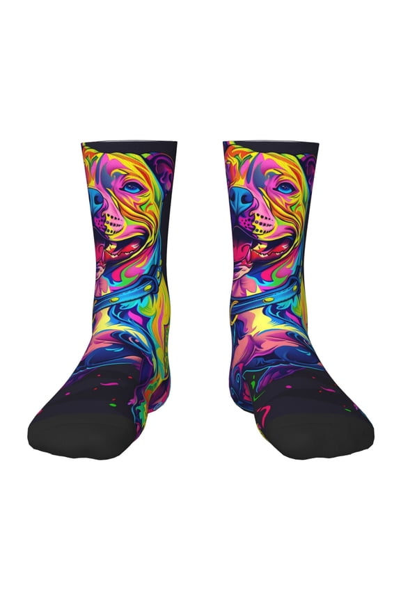 Neon Pop Art Pitbull Kids Socks Unisex Kids and Toddlers' Crew Socks, ,1 Pairs