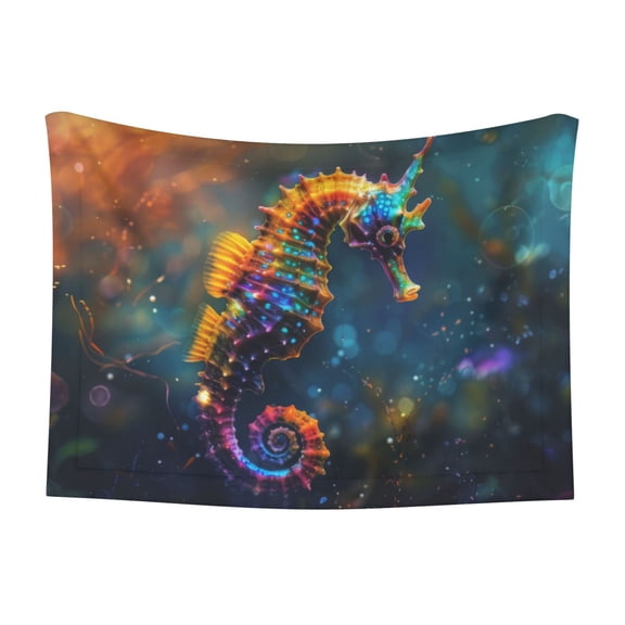 Naloa Neon Seahorse Underwater Realm Dog Blanket, 3 Sizes Cat Blanket for Indoor Cats Large Medium Small Dog Gifts-Small