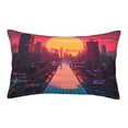 thumbnail image 1 of Naloa Neon Sunset Cyberpunk Cityscape Pillowcase, Throw Pillowcase, Wrinkle-Free, Stain-Resistant with Hidden Zipper for Bedroom Sofa-20"x30", 1 of 6
