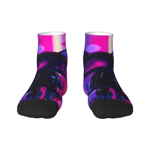 Naloa Neon Toy Cat Reflections Ankle Socks for Women Non Slip Socks No Show Socks Classic Low Cut Casual Socks Casual Socks