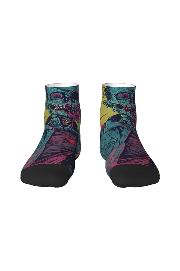Neon Zombie Skull Ankle Socks for Women Non Slip Socks No Show Socks Classic Low Cut Casual Socks Casual Socks