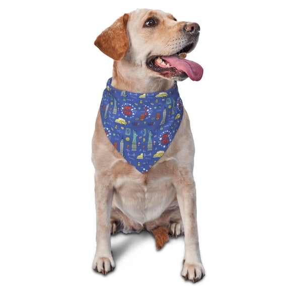 Naloa New-York City Dog Bandanas 1PC Washable Triangle Dog Scarfs Premium Durable Fabric, for Small Medium Large Dogs and Cats