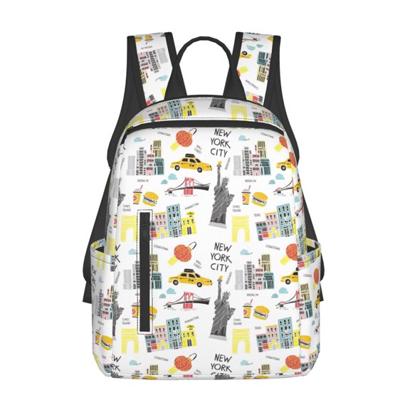 Naloa New York Print Lightweight DayBackpack Suitable for school, work, shopping, travel, etc.