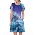 thumbnail image 1 of Naloa Night At Lake Aurora 1 Print Womens Summer A-Line Dress with Pockets,Short Sleeve Dresses,Flowy Beach Swing Dress for Vacation Travel, 1 of 6