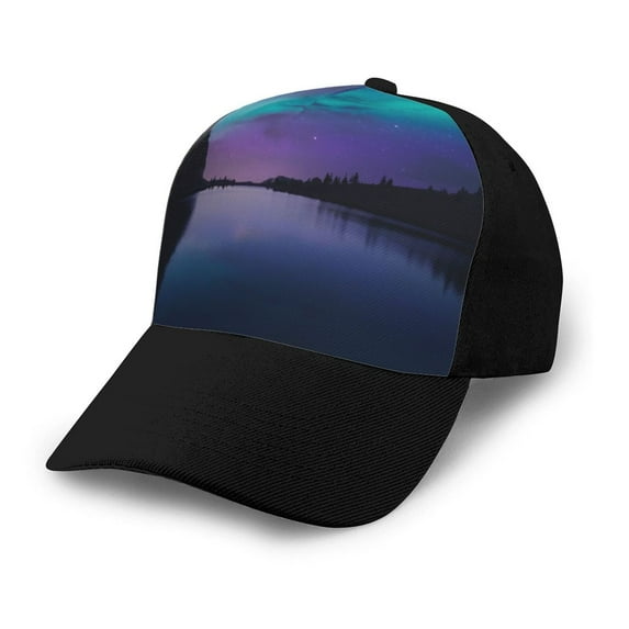 Naloa Night At Lake Aurora Adult adjustable Print Baseball Hat, Patchwork curved brim baseball capfor Men and Women, One Size
