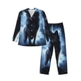 thumbnail image 1 of Naloa Night Scene of Wolves Men’s Pajamas Set - Long Sleeve Button Down Sleep Shirt and Pajama Bottoms Sleepwear Set-, 1 of 7