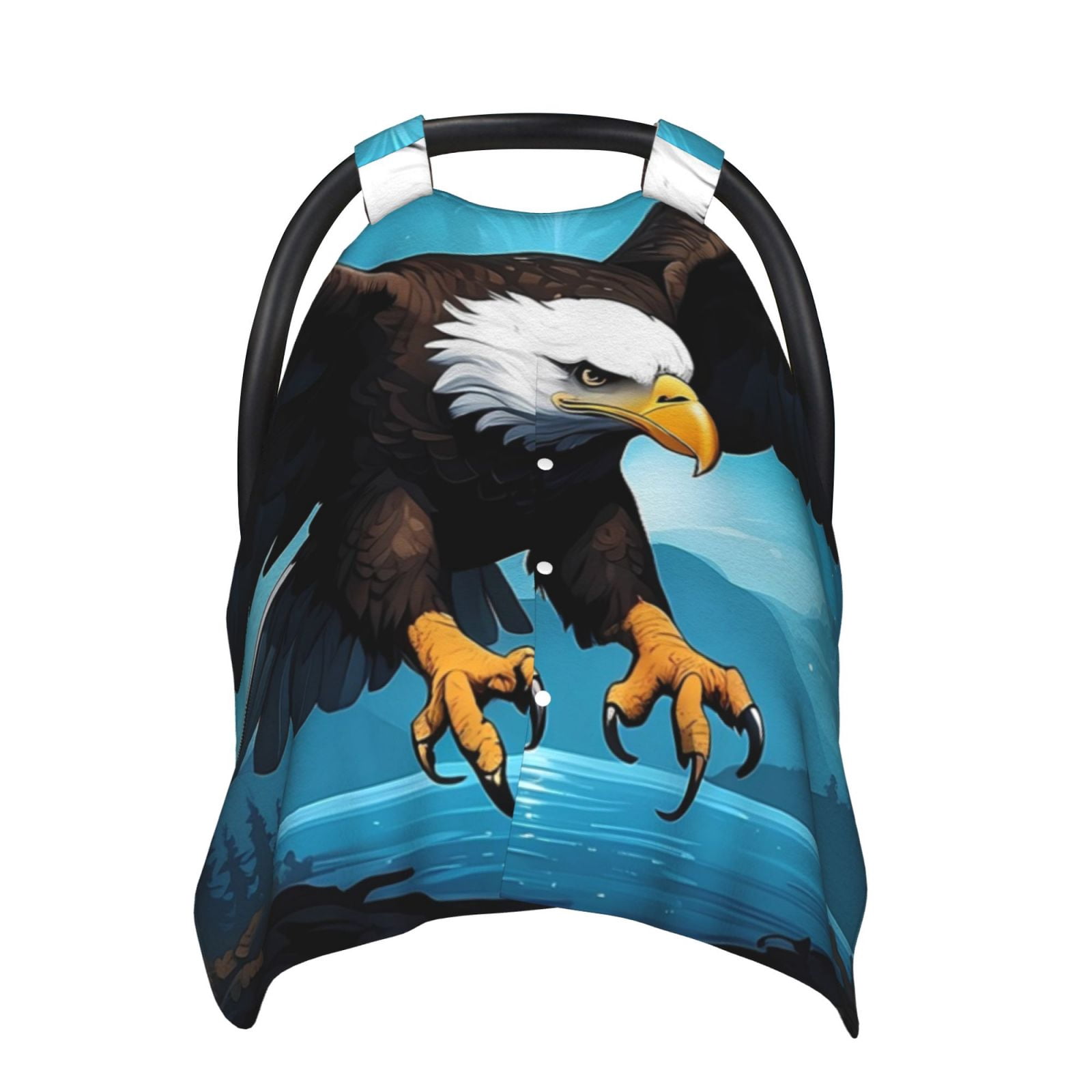 Naloa Night Sky Forest Bald Eagle Baby Car Seat Cover, Breathable Baby Carrier Cover, Multiuse Baby Carrier Cover & Nursing Breastfeeding Cover