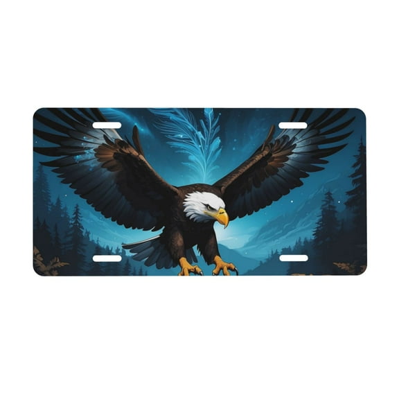 Naloa Night Sky Forest Bald Eagle License Plate Car Front License Plate Car Decoration Car Accessories Front Tag Plate Standard Size