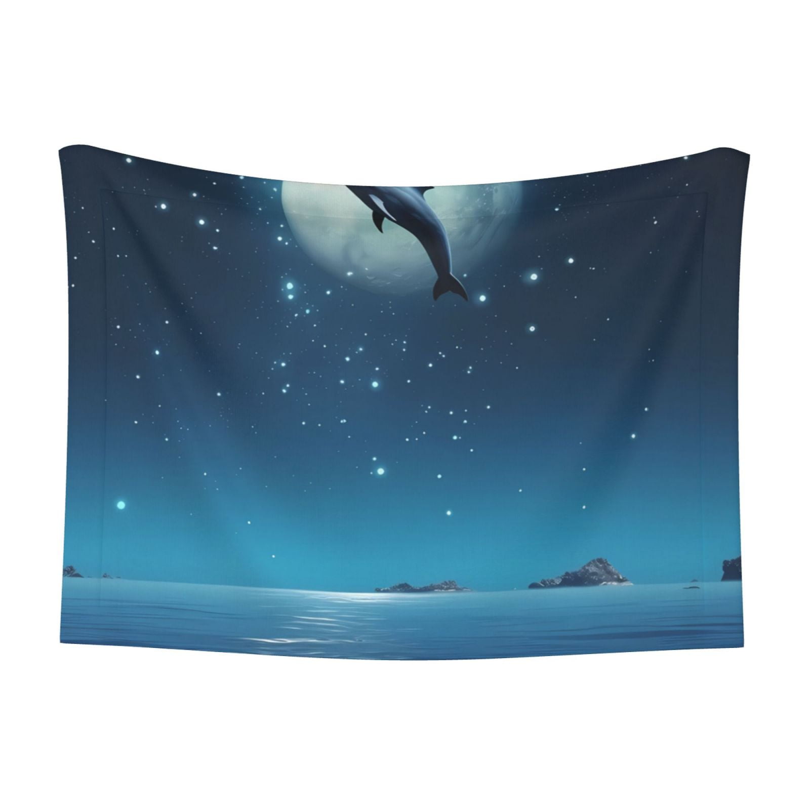 Naloa Night Sky Moon Dolphin Dog Blanket, 3 Sizes Cat Blanket for Indoor Cats Large Medium Small Dog Gifts-Small