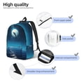 thumbnail image 1 of Naloa Night Sky Moon Dolphin Print Durable Canvas College Rucksack,Laptop Excursion Backpack,Travel Notebook School Backpack,Bookbag For Men Women, 1 of 5