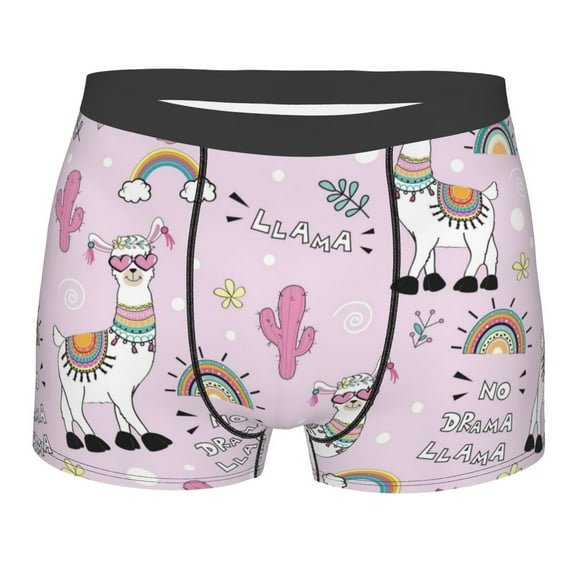 Naloa No Drama Llama Print Mens Underwear - Boxers for Men, Classic Briefs for Men