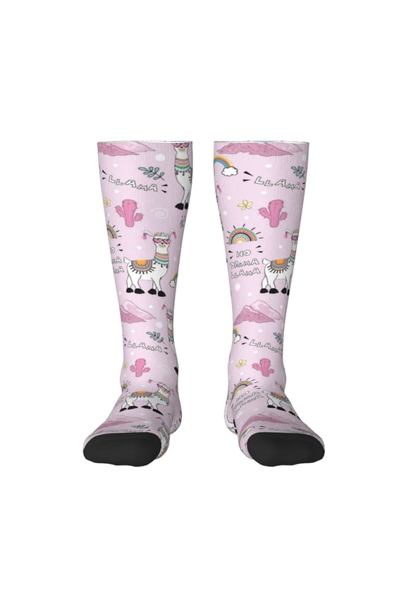 No Drama Llama Thigh High Socks Extra Long Stretchy Sock Women Over Knee High Opaque Stocking Daily Wear