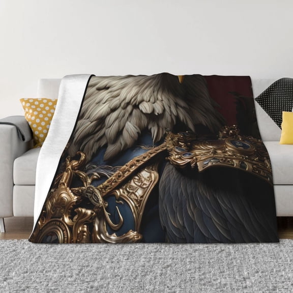 Naloa Noble Style Bald Eagle Flannel Blankets - Thick and Warm Blanket for Winter, Soft Fuzzy Plush King Blanket for All Seasons40"x30"