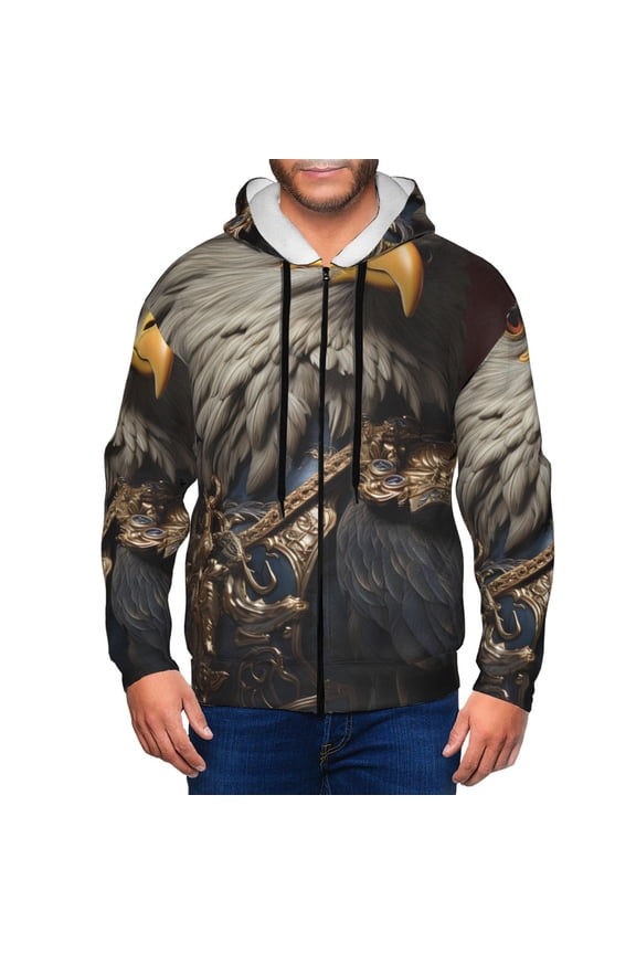 Noble Style Bald Eagle Men’s Hoodies, Zip up Hoodie, Sweatshirts,Hoodies for Men Sizes S-3XL-Medium