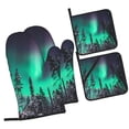 thumbnail image 1 of Naloa Northern Lights 2 Oven Mitts and Pot Holders 4 pcs Set, Cooking Baking Grilling Kitchen Oven Glove for Cooking, 1 of 6