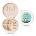 thumbnail image 1 of Naloa Not All Those Who Wander Are Lost1 Round Jewelry Box, Travel Jewelry Organizer, 3.9 x 3.9 x 2in Jewelry Storage Box for Women-White, 1 of 7