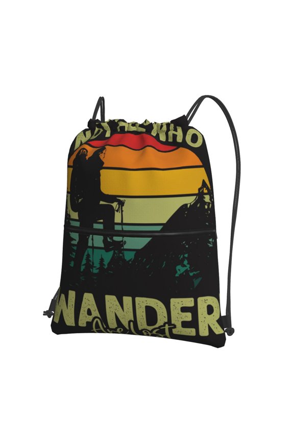 Not All Who Wander Are Lost 1 Drawstring Backpack String Bag Cinch Water Resistant for Gym Shopping Sport Yoga