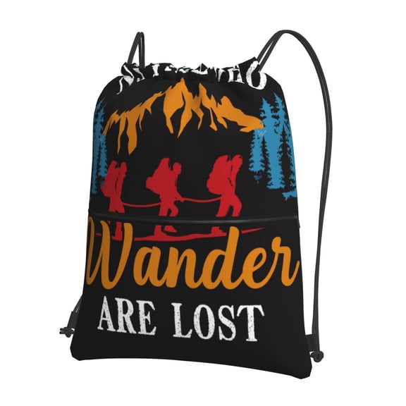 Naloa Not All Who Wander Are Lost Hiking Drawstring Backpack String Bag Cinch Water Resistant for Gym Shopping Sport Yoga