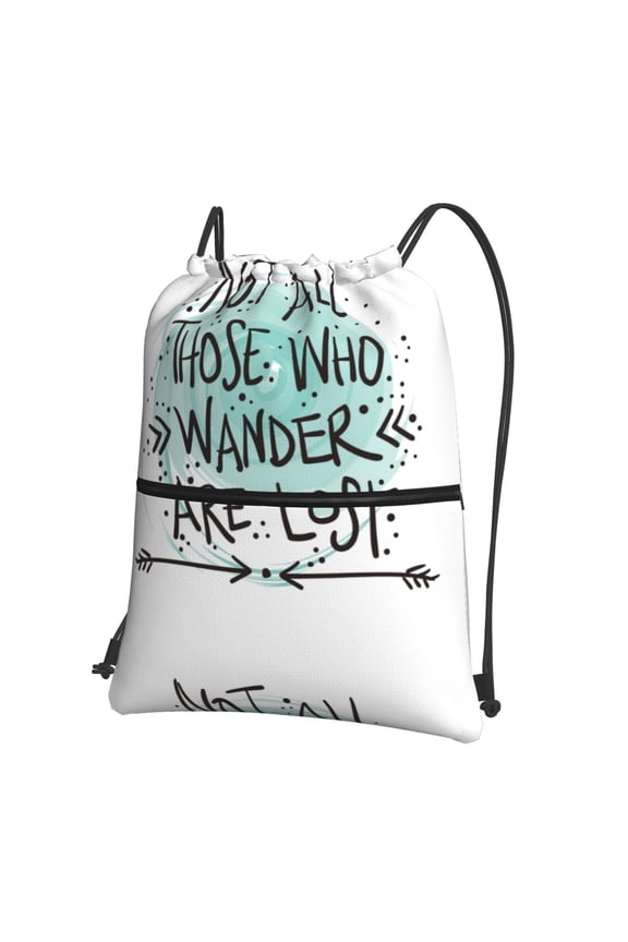 Not All Who Wander Are Lost1 Drawstring Backpack String Bag Cinch Water Resistant for Gym Shopping Sport Yoga
