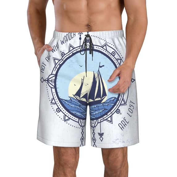 Naloa Not All Who Wander Are Lost2 Men's Beach Shorts, Surfing shorts, Swim trunks, Quick Dry Swim Trunks for Surfing Beach Fun - XX-Large