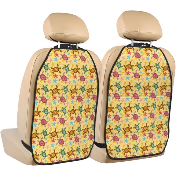 Naloa Ocean And Sea And Sand 2Pcs Anti-Kick Back Seat Cover Kick Mat, Car Seat Protector with 3 Storage Pockets