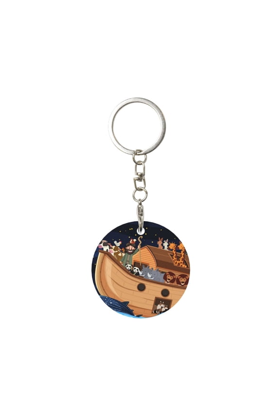 Naloa Ocean Scene with Noah's Ark Print Round Keychain Keychain Key Ring, Key Tag, Key Chain Bulk for Gift Accessories (Round)